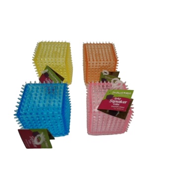 Dog Toy Spiky Squeaker Cube 3.5 Ass't Colours Gnawsome