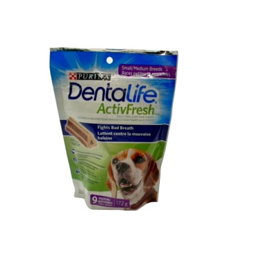 Oral Care Dog Chews 9pk. Medium 172g. Purina Dentalife Activfresh (endcap)