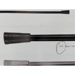 Extendable metal curtain rod set - grooved cones black 66 - 120 inch