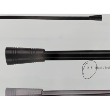 Extendable metal curtain rod set - grooved cones black 66 - 120 inch