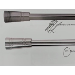 Extendable metal curtain rod set - grooved cones nickel 48 - 86 inch