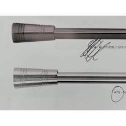 Extendable metal curtain rod set - grooved cones nickel 66 - 120 inch