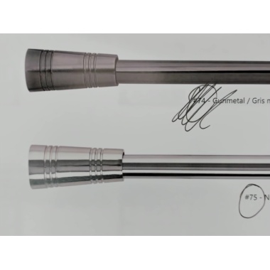 Extendable metal curtain rod set - grooved cones nickel 66 - 120 inch