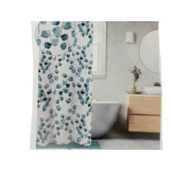 Printed fabric shower curtains 70x72 inch 178x183cm aqua leaves