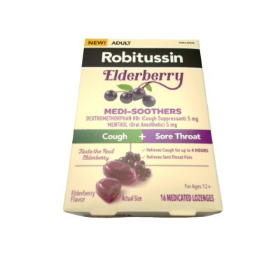 Robitussin 16pk. Medi-Soothers Cough + Sore Throat Elderberry