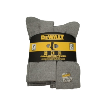 Dewalt Cotton Blend Work Socks 7pk. Grey Size 10-13