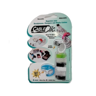 Cable Organizers 7pk. Adjustable 7 Micro + 1 Mini Cable Clic