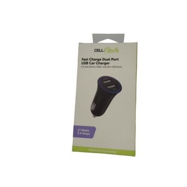 Fast Charge Dual Port USB Car Charger 17W 3.4A Cell Candy
