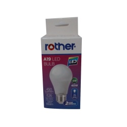 LED Bulb A19 5W E26 Base 450 Lumen Daylight 5000k Rother