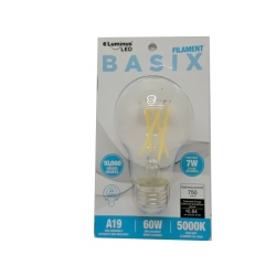 Light bulb A19 60w 5000K uses only 7w filament clear luminus led