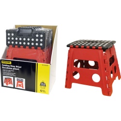 Folding step stool - red - holds up to 300lb.