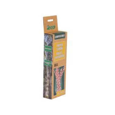 iECO 8 RED & WHITE PAPER STRAW 50/BOX