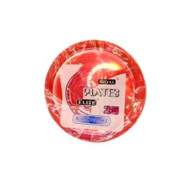 Round Plastic Plates 9 25pk. Red Royal Elite"