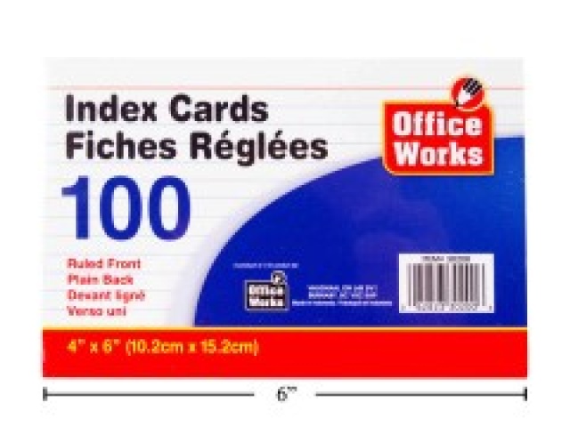 O.WKs. 4x6 100-Pc Ruled Index Card\