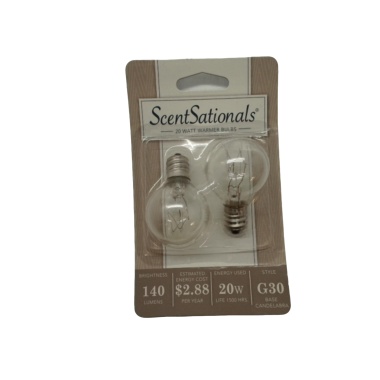 Warmer Bulb 20W 2pk. G30 Base Candelabra 140 Lumens Scentsationals