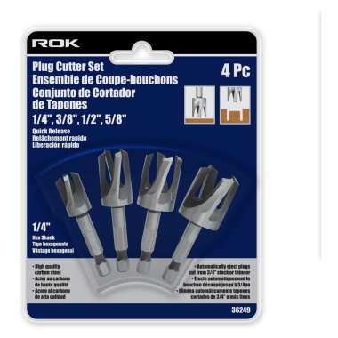 Plug cutter set 4 pc 1/4 3/8 1/2 5/8