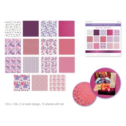 Cardstock: 12x12" Foil Themed Stack Pad x30 15 Designs 230GSM A) Floral Vintage"