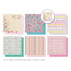 Cardstock: 12x12" Glitter Embossed Dble-Sided 5eax6 styles A) Butterfly & Floral"