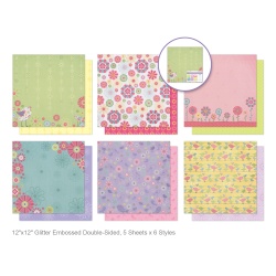 Cardstock: 12x12" Glitter Embossed Dble-Sided 5eax6styles Spring Fling"