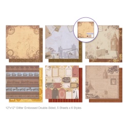 Cardstock: 12x12" Glitter Embossed Dble-Sided 5eax6styles Vintage"