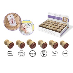 Wooden Rubber Stamps: Ergonomic Handle 1.1 Stamp 4eax6styles A) Sentiments"