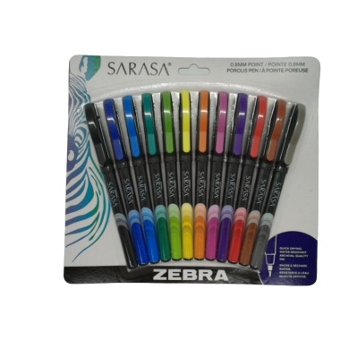 Porous Pen 12pk. 0.8mm Point Ass't Colours Sarasa Zebra