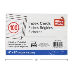 Index Cards 4x6 100-Pc Ruled Office Works"