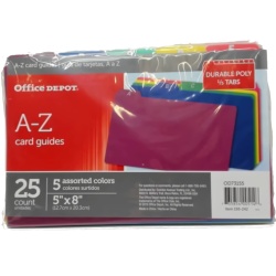 Card Guides A-z 5x8" 25pk. Durable Poly 1/5 Tabs Office Depot"