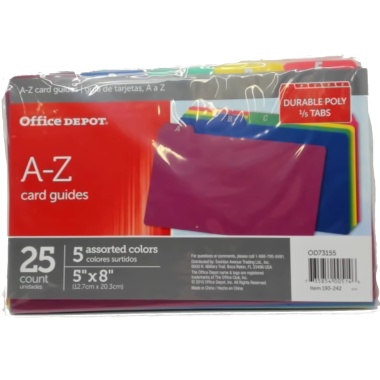 Card Guides A-z 5x8