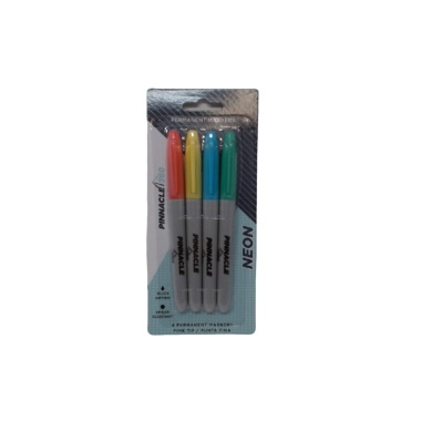 Permanent Markers 4pk. Neon Fine Tip Pinnacle 360