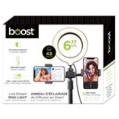 Dual Phone Mount LED Ring Light w/ 6 Boost