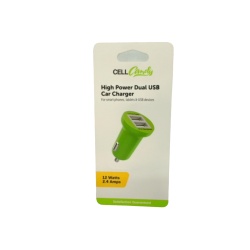 High Power Dual USB Car Charger 12W 2.4 Amps Cell Candy