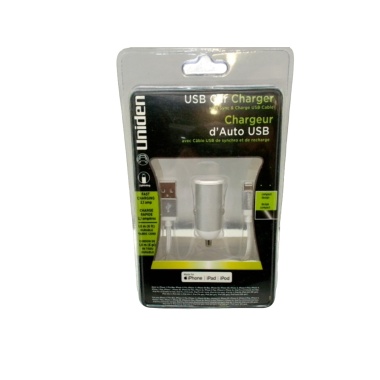 USB Car Charger w/6' Lightning Sync & Charge Cable Uniden