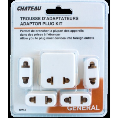 Foreign travel adaptor plug set or 5
