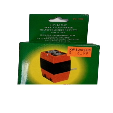 International Travel Converter 110VAC in to 220VAC out convert house outlet type
