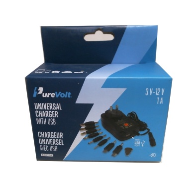 Universal Charger w/USB 3V-12V 1A Purevolt