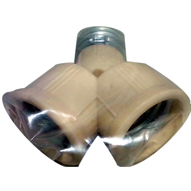 Keyless socket adapter medium base ivory 1 to 2 sockets
