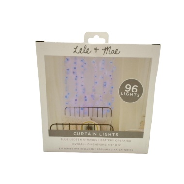 Curtain Lights Blue 96 LED 6 Strands Lele Mae