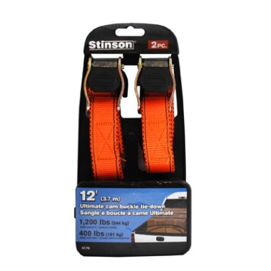 Ratchet tie-down 12 foot 3.7m 1200lb 544kg Stinson 2 pack