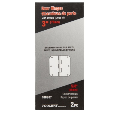 Hinge - door 3 brushed stainless set/2 w/screws