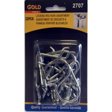 Peg hook assortment 32 pc locking
