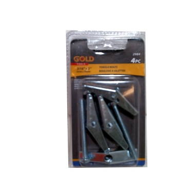 Toggle bolts 3/16x3 inch 5x76mm 4 pack