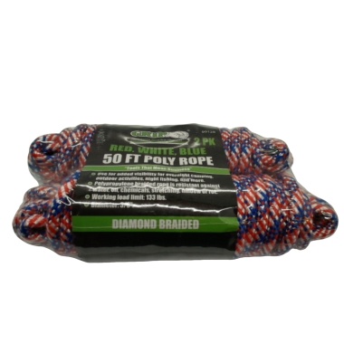 Poly Rope 3/8 x 50' 2pk. Diamond Braided Red, White, Blue Grip