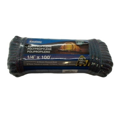 Polypropylene Rope 1/4 X 100' Diamond Braid 100lbs. Kingcord