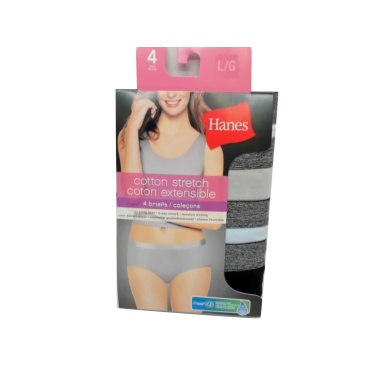 Ladies Briefs 4pk. Large Cotton Stretch Assorted Hanes