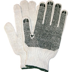 Gloves knitted cotton blk dot green [LRG] doz sub105551