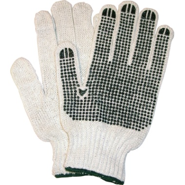 Gloves knitted cotton blk dot green [LRG] doz sub105551