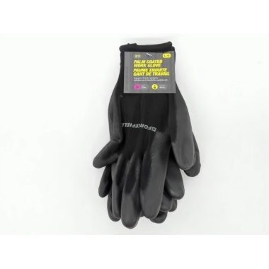 Work Gloves 2pk. Lg Palm Coated Black Forcefield