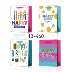 Gift Bags Large Glitter Happy Birthday Asst'd 12.5x10x4 Inch