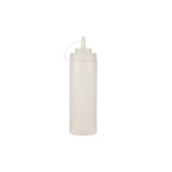 24OZ CLEAR WIDE MOUTH SQUEEZE BOTTLES WITH LID 1/PK x 24/CS